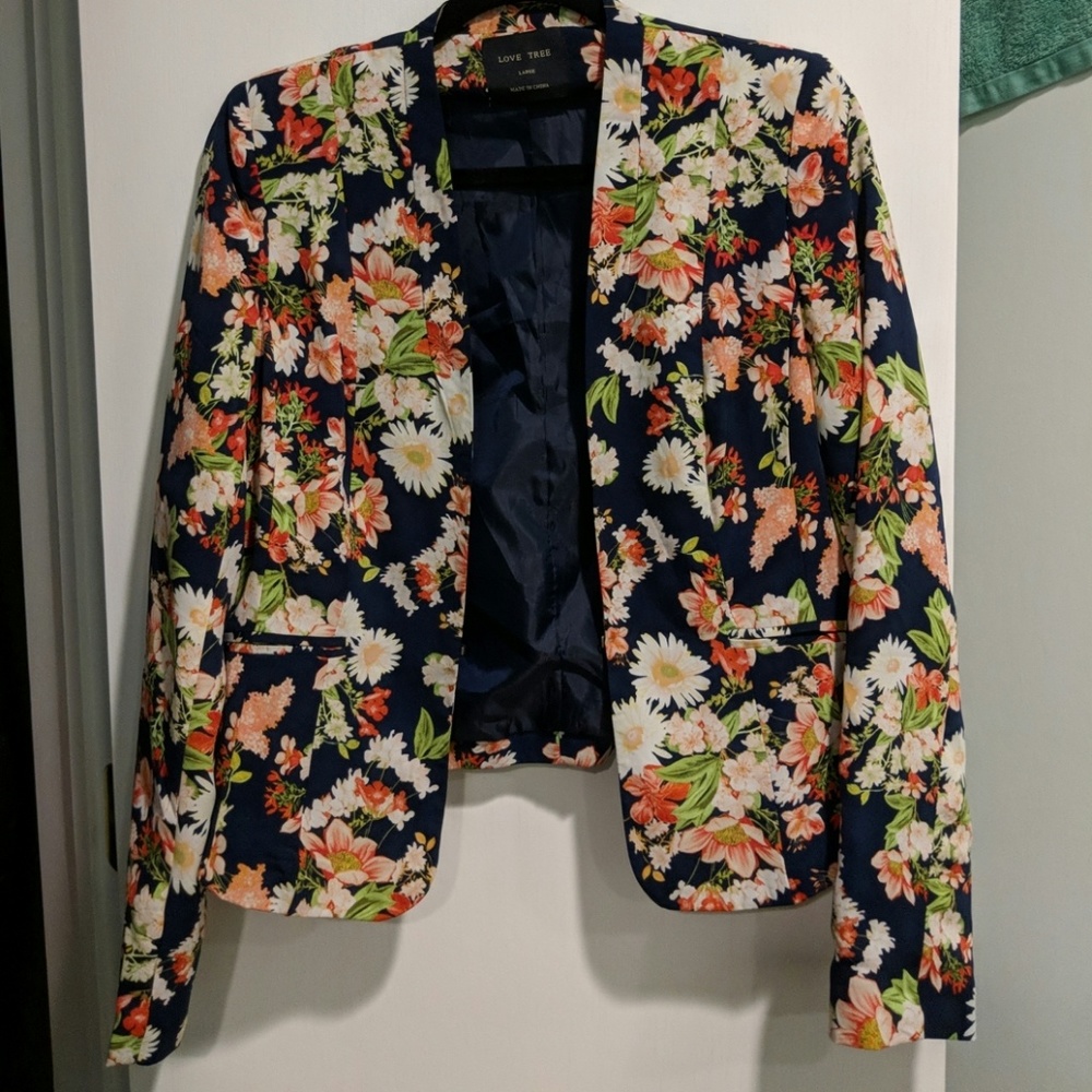 Navy/Floral print blazer